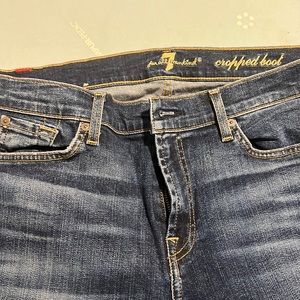 7 For All Mankind Cropped Boot Kick Flare, Raw Hem, 32x26, $199 MSRP